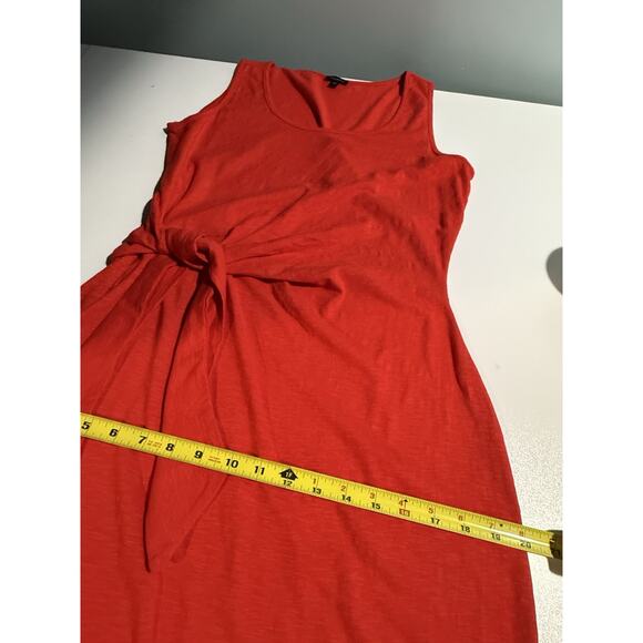Talbots Sz m Red Sleeveless Midi Tank Dress Side Tie Eyelet Lace 100% Cotton - Picture 7 of 10